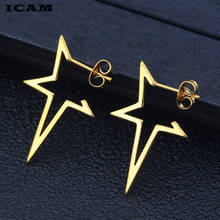 ICAM Star-pendientes de acero inoxidable para mujer, aretes con pasador Punk, Color oro rosa, joyería al por mayor 2024 - compra barato