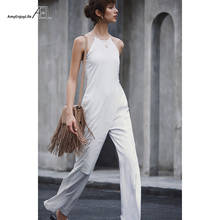 AEL High Waisted Woman Wide Leg Pants White Fashion slim Women Trousers Casual Full Length Side Slit Palazzo Pants 2019 2024 - buy cheap