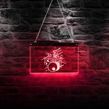 Musical Drummer LED Neon Sign Musical Instrument Lighting Wall Lamp Drum Player Room Decor Night Light Unique Gift 2024 - buy cheap