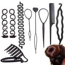 Herramientas de peinado para el cabello para mujeres y niñas, accesorios para el cabello de varios estilos, herramientas de trenzado DIY, fabricante de moños, lazo con horquillas, bandas para el cabello 2024 - compra barato