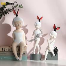 Fashion Nordic Creative Model Room Soft Decoration Handicraft Ornament Home Decorations TV Cabinet Rabbit Girl Princess Artwork 2024 - buy cheap