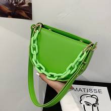 Acrylic Chain Summer Totes Mini PU Leather Saddle Crossbody Bags for Women 2021 Brand Fashion Green Shoulder Handbags and Purses 2024 - buy cheap