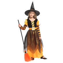 Little Naughty Orange Black Witch Costume Sorceress Costumes for Girls Halloween Purim Party Carnival Cosplay Dress Up 2024 - buy cheap