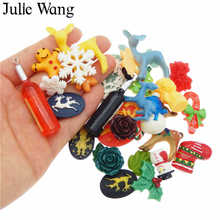 Julie Wang 30PCS Resin Christmas Charms Flatback Randomly Mix Tree Deer Flowers Cabochons Pendants Jewelry Making Accessory 2024 - compre barato