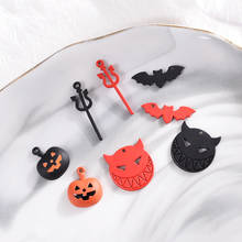 8seasons 2 Colors Zinc Based Alloy Halloween Charms Pendants Bat Animal Fork Ghost Pumpkin Charms For DIY Earring Making, 10 PCs 2024 - buy cheap