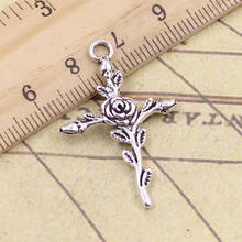 20pcs Charms Cross Flower Branch 35x23mm Tibetan Bronze Silver Color Pendants Crafts Making Finding Handmade Antique DIY Jewelry 2024 - buy cheap