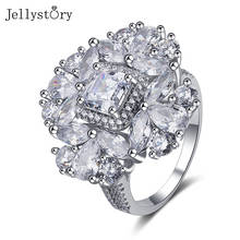 Jellystory trendy women ring silver 925 jewlery classic flower design ring for women wedding party jewelry gifts wholeslae 2021 2024 - buy cheap