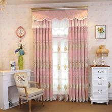 European Chenille Embroidered Pink Girl Shading Curtains for Living Dining Room Bedroom. 2024 - buy cheap