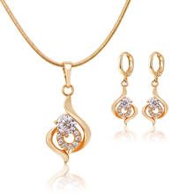 MxGxFam-conjunto de joyas de circón para mujer, colgante, collar y pendientes para mujer, 18 k, Color dorado y amarillo, CZ AAA + 2024 - compra barato