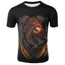 Мужская летняя футболка, Повседневная футболка с коротким рукавом и круглым вырезом, крутая футболка с рисунком дракона, забавная уличная 3D мужская одежда 2024 - купить недорого