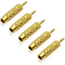 Guitarra banhada a ouro 3.5mm 1/8 polegadas macho para 6.3mm 1/4 polegadas fêmea jack estéreo adaptador de conector conversor microfone áudio 2024 - compre barato