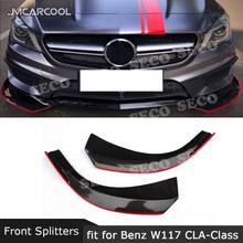 For W117 Carbon Fiber Front Bumper Lip Splitters Flaps For Benz CLA Class W117 C117 CLA250 CLA260 CLA45 2014-2016 Red Line 2PCS 2024 - buy cheap