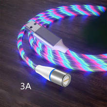3A быстро светодиодные светящиеся течет магнитное зарядное устройство usb кабель Type C Micro USB зарядный кабель для iPhone android Магнитный зарядный кабель провод шнур 2024 - купить недорого