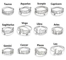 12 Constellation Female Stainless Steel Ring Zodiac Couple Female Ring Men's Gold Letter Jewelry Wedding Gift Halloween Anillos 2024 - buy cheap