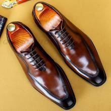 Классические броги ручной работы с острым носком, оксфорды, мужские классические туфли из натуральной кожи, черные коричневые кожаные туфли на шнуровке для мужчин 2024 - купить недорого