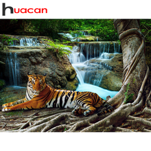 Huacan 5d Diamond Painting Tiger Animal New Arrivals Full Square/Round Diamond Embroidery Waterfall Handicraft Wall Art Decor 2024 - buy cheap