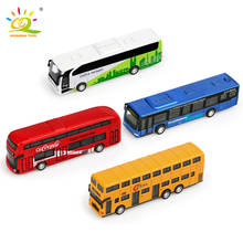Brinquedos crianças presente 4 pces 1:24 diecastas ônibus da cidade liga carro ônibus de passeio de dois andares puxar para trás veículo coleção brinquedos para crianças 2024 - compre barato