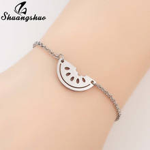 Shuangshuo-pulsera de acero inoxidable para mujer, brazalete geométrico de sandía, joyería femenina de verano, regalo de cadena 2024 - compra barato