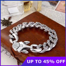Pulseira de prata esterlina 100% s925 vajra, bracelete budista vintage de prata tailandesa, joias da moda, para homens 2024 - compre barato
