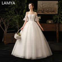 LAMYA Lace Appliques Flare Sleeve Ball Gowm Wedding Dress Simple Lace up Bridal Gown Plus Size Cheap Vestido De Noiva Sweetheart 2024 - buy cheap