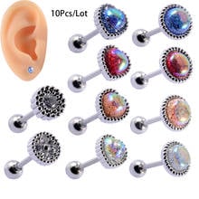 10 unidades/pacote 20gx6mm eixo orelha lóbulo parafuso prisioneiro sereia cz helix tragus cartilagem piercing lábio nariz parafusos anel punctura jóias do corpo 2024 - compre barato