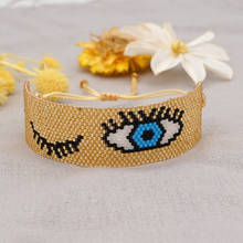 Go2boho pulseira de mau olhado, feita à mão, joias femininas, miyuki, braceletes com miçangas douradas, presente de jóias da sorte para melhores amigos 2024 - compre barato
