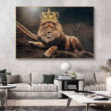 African Lion King Royal Crown Canvas Posters and Prints Art Paintings on the Wild Animals Modern Wall Pictures Home Decor 2024 - buy cheap