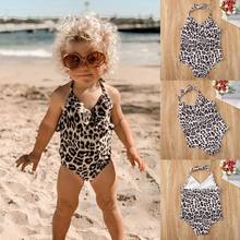 2020 Baby Summer Clothing Fashion Toddler Baby Girls Leopard Swimsuit Ruffled Swimwear Swimming Sleevless One-piece Bikini 2024 - купить недорого