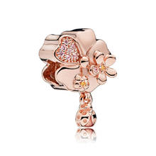 Аутентичные 925 стерлингового серебра бисера розовое луга, очаровательный, подрходит к моды для женщин браслет Pandora подарок, сделай сам, ювелирное изделие 2024 - купить недорого