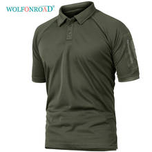 Camiseta com tecido de secagem rápida wolfonroad, camisetas masculinas de camisa para acampamento, caminhadas, golfe, tênis e safari tático 2024 - compre barato