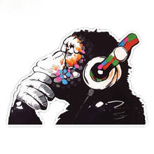 Creatividad Thinker mono auriculares diseño arte de la pared Graffiti vinilo pegatina arte urbano ventana coche portátil calcomanía 2024 - compra barato