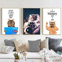 Картины на холсте в скандинавском стиле, настенное искусство, забавная кошка, буквы животных, модульная живопись, Современное украшение для дома, печатный плакат для комнаты 2024 - купить недорого