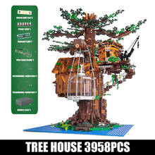 Molde rei 16033 moc árvore casa modelo com led peças blocos de construção montagem brinquedos criativos tijolos engraçado crianças presentes natal 2024 - compre barato