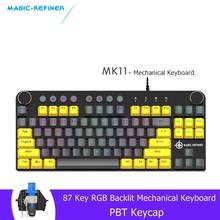 Refinador mágico mk11 portátil bluetooth sem fio/usb modo duplo rgb com iluminação de fundo multimídia teclado mecânico para jogos 2024 - compre barato