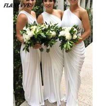 Wholesale Price White Bridesmaid Dresses Sheath One Shoulder Bridesmaid Dress Long Split for Wedding Party Teens 2024 - buy cheap