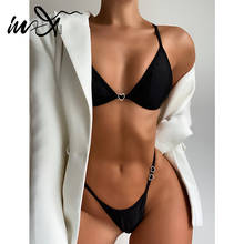 Черное бикини In-X 2021, сексуальный купальник-стринги, женский купальный костюм, бразильский купальник, женский купальный костюм микро, летний комплект из 2 предметов 2024 - купить недорого