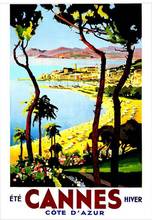 Vintage viagem cannes frança nova arte impressão de filme poster de seda decoração de parede para casa 24x36inch 2024 - compre barato