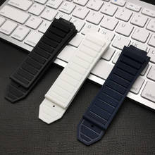 29*19mm Black Blue White Nature Silicone rubber watch band for Hublot strap for king power series Butterfly buckle logo on 2024 - buy cheap