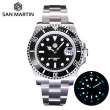 San Martin Diver Watch Automatic Mechanical  Enamel Black Dial  BGW-9 Blue Light Sapphire Calendar  Waterproof Sports  Wacthes 2024 - buy cheap