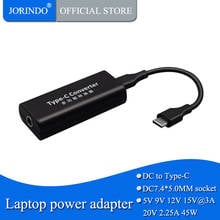 JORINDO-Conversor adaptador de corriente usb tipo c, adaptador de teléfono portátil hembra a usb c, 7,4x5,0mm, para dell,HP, Notebook, 45W 2024 - compra barato