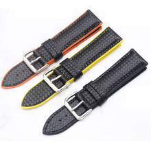 18mm 20mm 22mm Silicone Strap Carbon Fiber Leather Sweat proof Rubber Replacement Bracelet Band Men Watch Accessories Orange 2024 - buy cheap