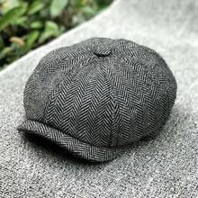 Chapéu de tártaran peikong masculino, chapéu vintage de lã octágono para homens de inverno, chapéu para homens cinza e inglês 2024 - compre barato