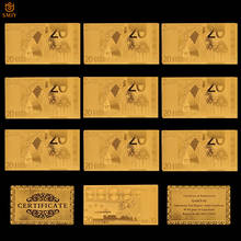 Colección de billetes de banco, 10 unids/lote, moneda de recuerdo de 20 euros, lámina de oro 2024 - compra barato