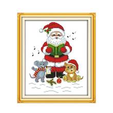 Joy Sunday Merry Christmas Cross Stitch Kits Santa Claus 14CT Pattern DMC Chinese Embroidery Needlework Sets Decoration for Home 2024 - buy cheap