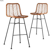 Nordic Bar Chair Light Luxury Rattan Chairs Simple Fashion Bar Stools  Home High Stool Modern Iron Bar Stool L 2024 - buy cheap