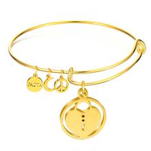 LUXUKISSKIDS Classic Women Stainless Steel Expandable Wire Round Heart Shape Bangles For Baby Gold/Steel Adjustable Bangles 2024 - buy cheap