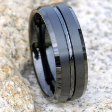 Мужское кольцо из нержавеющей стали, черное обручальное кольцо 8 мм со скошенными краями и черным желобом, кольцо в кельтском стиле с драконом из углеродного волокна, оптовая продажа 2024 - купить недорого