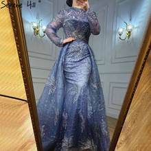 Serene Hill-vestido de noche con cola de sirena para mujer musulmana, vestido Formal de fiesta con cuentas de color púrpura gris, modesto, CLA70582, 2021 2024 - compra barato