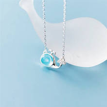 Sole Memory-Collar de plata de ley 925 para mujer, cadena de clavícula, Mini ballena, cristal azul dulce, SNE550 2024 - compra barato