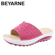 Beyarne2020 sapatos femininos de primavera, chinelos de dedo aberto, plataforma respirável, calçados com cunha 2024 - compre barato